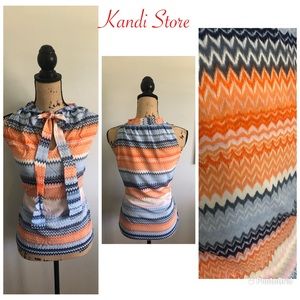 Orange and Blue Business Blouse